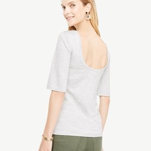Ann Taylor Gray Scoop Back Top NWT